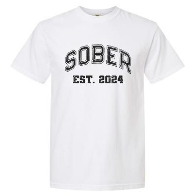 Funny Sober Varsity Est. 2024 Sobriety Celebrate Recovery Aa Garment-Dyed Heavyweight T-Shirt