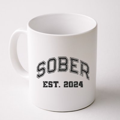 Funny Sober Varsity Est. 2024 Sobriety Celebrate Recovery Aa Coffee Mug