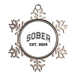 Funny Sober Varsity Est. 2024 Sobriety Celebrate Recovery Aa Metallic Star Ornament