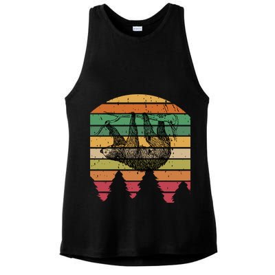 Funny Sloth Vintage Retro Pine Tree Sloths Gift Ladies PosiCharge Tri-Blend Wicking Tank