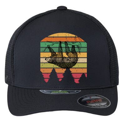 Funny Sloth Vintage Retro Pine Tree Sloths Gift Flexfit Unipanel Trucker Cap