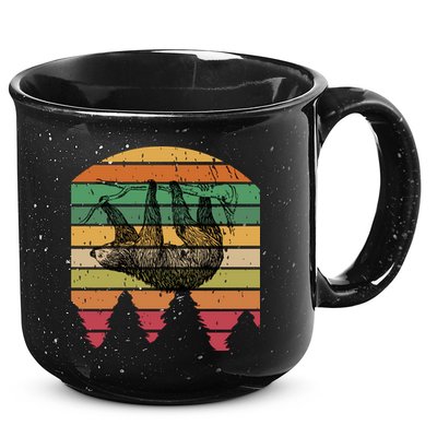 Funny Sloth Vintage Retro Pine Tree Sloths Gift 15oz Campfire Ceramic Mug