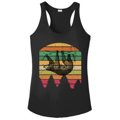 Funny Sloth Vintage Retro Pine Tree Sloths Gift Ladies PosiCharge Competitor Racerback Tank