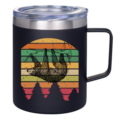 Funny Sloth Vintage Retro Pine Tree Sloths Gift 12oz Stainless Steel Coffee Mug