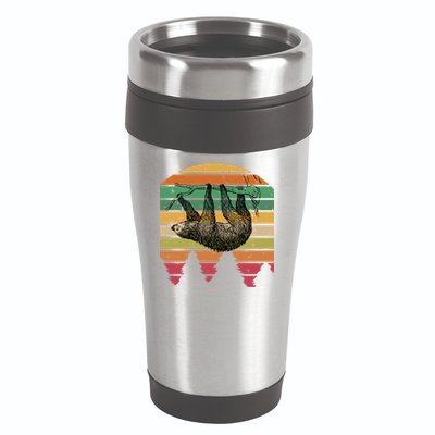 Funny Sloth Vintage Retro Pine Tree Sloths Gift 16oz Travel Tumbler