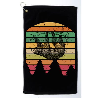 Funny Sloth Vintage Retro Pine Tree Sloths Gift Golf Towel