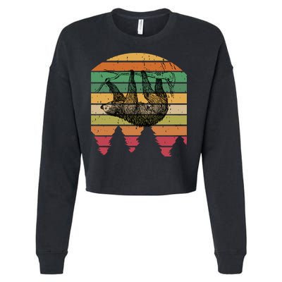 Funny Sloth Vintage Retro Pine Tree Sloths Gift Cropped Pullover Crew