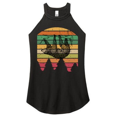 Funny Sloth Vintage Retro Pine Tree Sloths Gift Women's Perfect Tri Rocker Tank