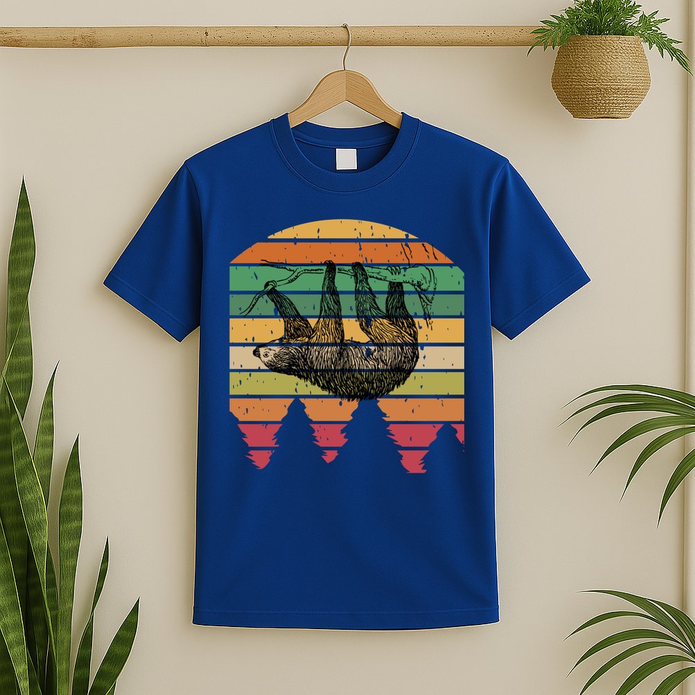 Funny Sloth Vintage Retro Pine Tree Sloths Gift T-Shirt