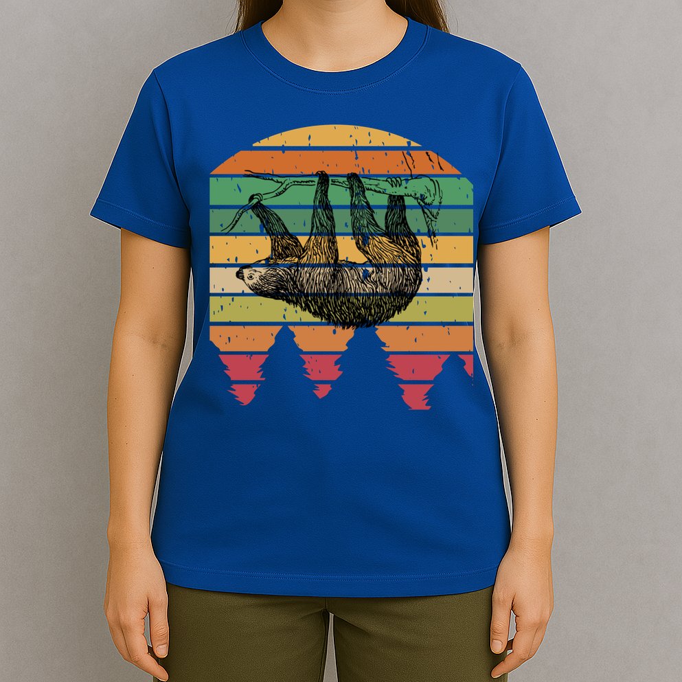 Funny Sloth Vintage Retro Pine Tree Sloths Gift T-Shirt