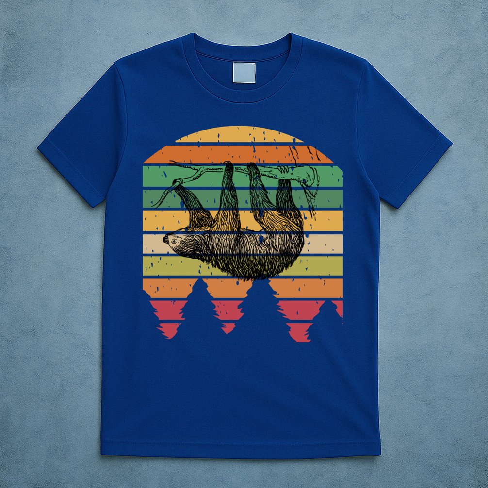 Funny Sloth Vintage Retro Pine Tree Sloths Gift T-Shirt