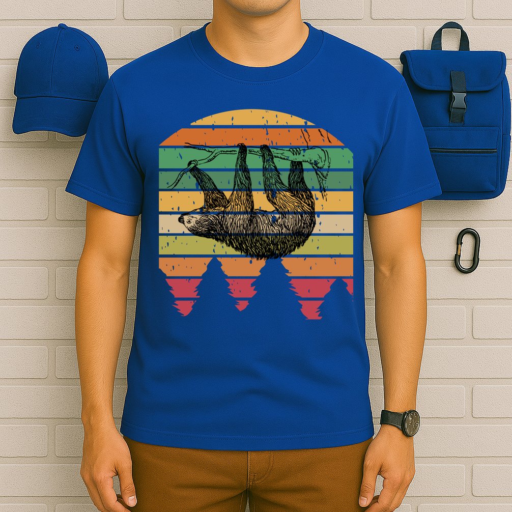 Funny Sloth Vintage Retro Pine Tree Sloths Gift T-Shirt