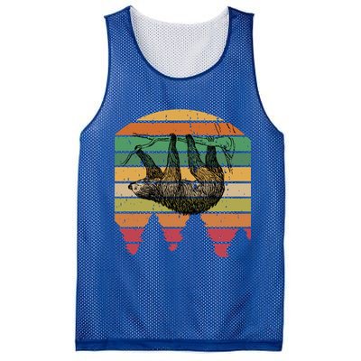 Funny Sloth Vintage Retro Pine Tree Sloths Gift Mesh Reversible Basketball Jersey Tank
