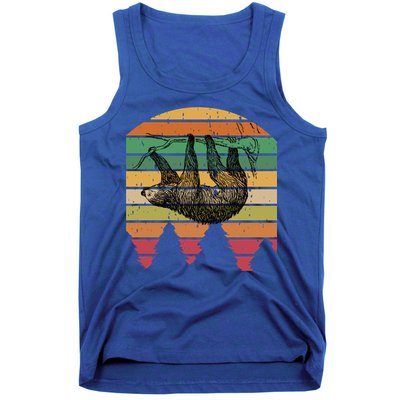 Funny Sloth Vintage Retro Pine Tree Sloths Gift Tank Top