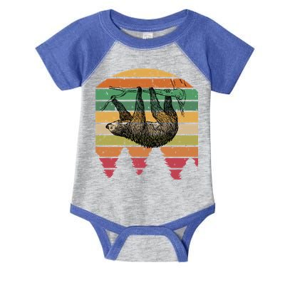 Funny Sloth Vintage Retro Pine Tree Sloths Gift Infant Baby Jersey Bodysuit