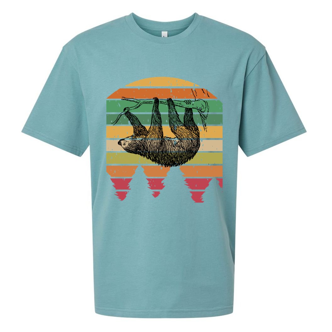 Funny Sloth Vintage Retro Pine Tree Sloths Gift Sueded Cloud Jersey T-Shirt