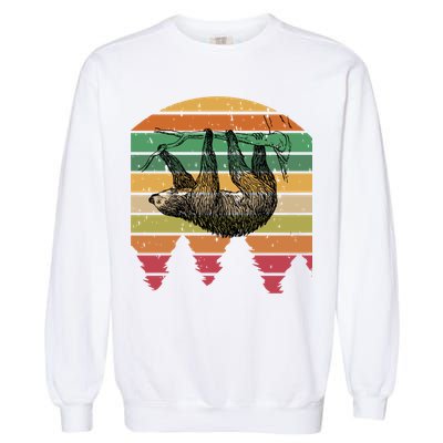 Funny Sloth Vintage Retro Pine Tree Sloths Gift Garment-Dyed Sweatshirt
