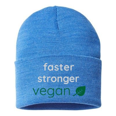 Faster Stronger Vegan Gift Athlete Gym Clothing Gift Sustainable Knit Beanie