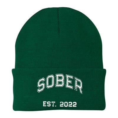 Funny Sober Varsity Est. 2024 Sobriety Celebrate Recovery Aa Knit Cap Winter Beanie