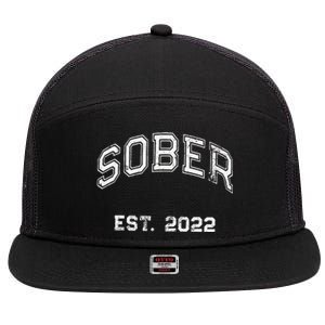 Funny Sober Varsity Est. 2024 Sobriety Celebrate Recovery Aa 7 Panel Mesh Trucker Snapback Hat