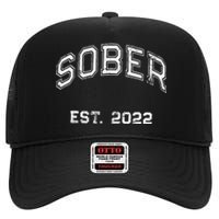 Funny Sober Varsity Est. 2024 Sobriety Celebrate Recovery Aa High Crown Mesh Back Trucker Hat