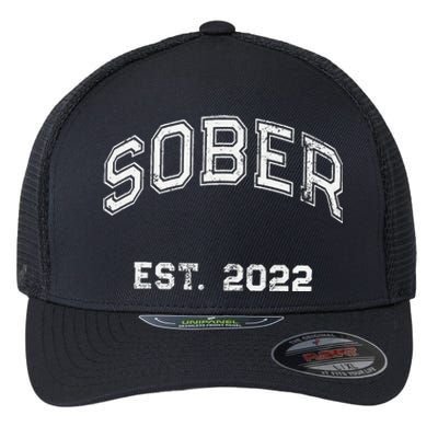 Funny Sober Varsity Est. 2024 Sobriety Celebrate Recovery Aa Flexfit Unipanel Trucker Cap