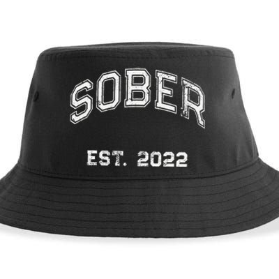 Funny Sober Varsity Est. 2024 Sobriety Celebrate Recovery Aa Sustainable Bucket Hat