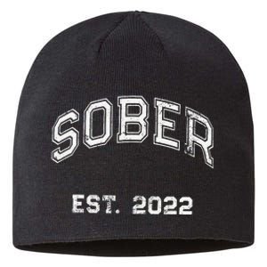 Funny Sober Varsity Est. 2024 Sobriety Celebrate Recovery Aa Sustainable Beanie