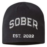 Funny Sober Varsity Est. 2024 Sobriety Celebrate Recovery Aa Sustainable Beanie