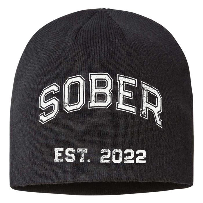 Funny Sober Varsity Est. 2024 Sobriety Celebrate Recovery Aa Sustainable Beanie