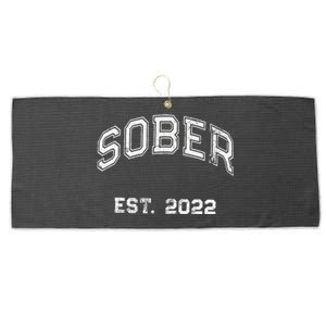 Funny Sober Varsity Est. 2024 Sobriety Celebrate Recovery Aa Large Microfiber Waffle Golf Towel