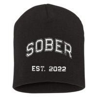 Funny Sober Varsity Est. 2024 Sobriety Celebrate Recovery Aa Short Acrylic Beanie