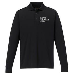 Faster Stronger Vegan Cute Gift Performance Long Sleeve Polo