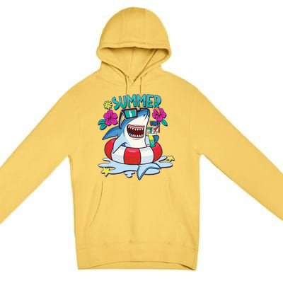 Funny Summer Vibe Vacation Shark Premium Pullover Hoodie