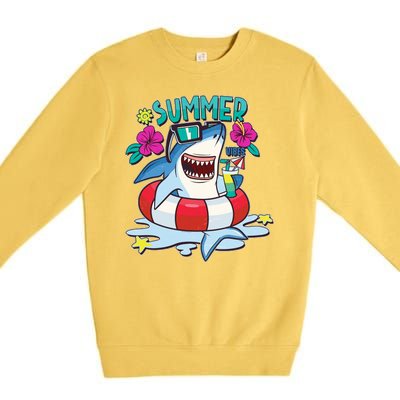 Funny Summer Vibe Vacation Shark Premium Crewneck Sweatshirt