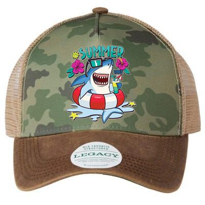 Funny Summer Vibe Vacation Shark Legacy Tie Dye Trucker Hat