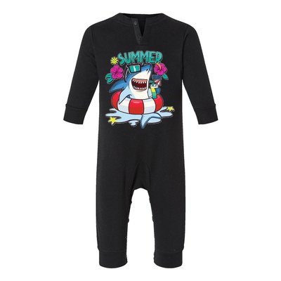 Funny Summer Vibe Vacation Shark Infant Fleece One Piece