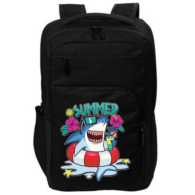 Funny Summer Vibe Vacation Shark Impact Tech Backpack