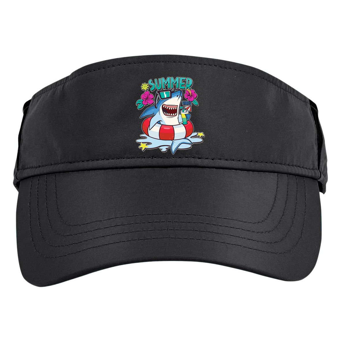 Funny Summer Vibe Vacation Shark Adult Drive Performance Visor