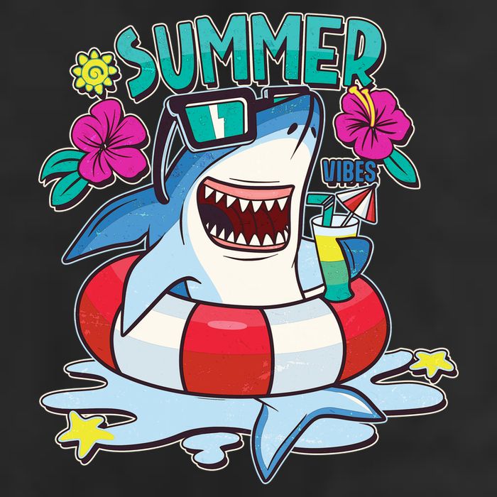 Funny Summer Vibe Vacation Shark 11oz C Handle Ceramic Mug