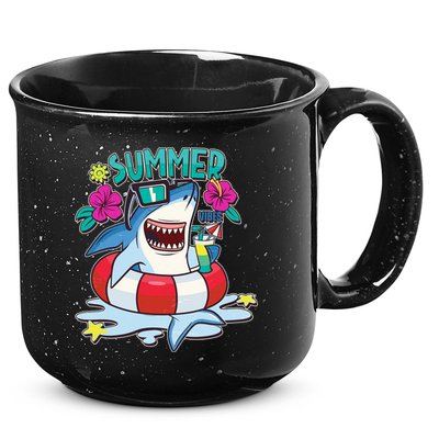 Funny Summer Vibe Vacation Shark 15oz Campfire Ceramic Mug
