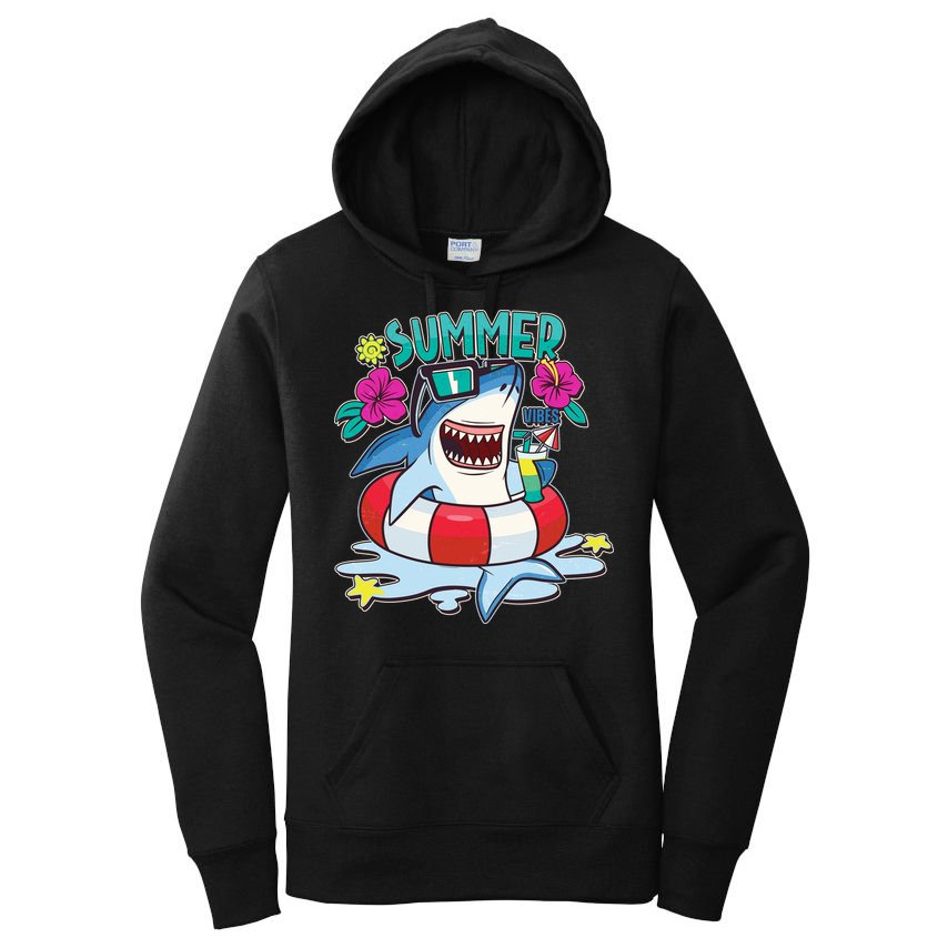 Funny Summer Vibe Vacation Shark Women's Pullover Hoodie