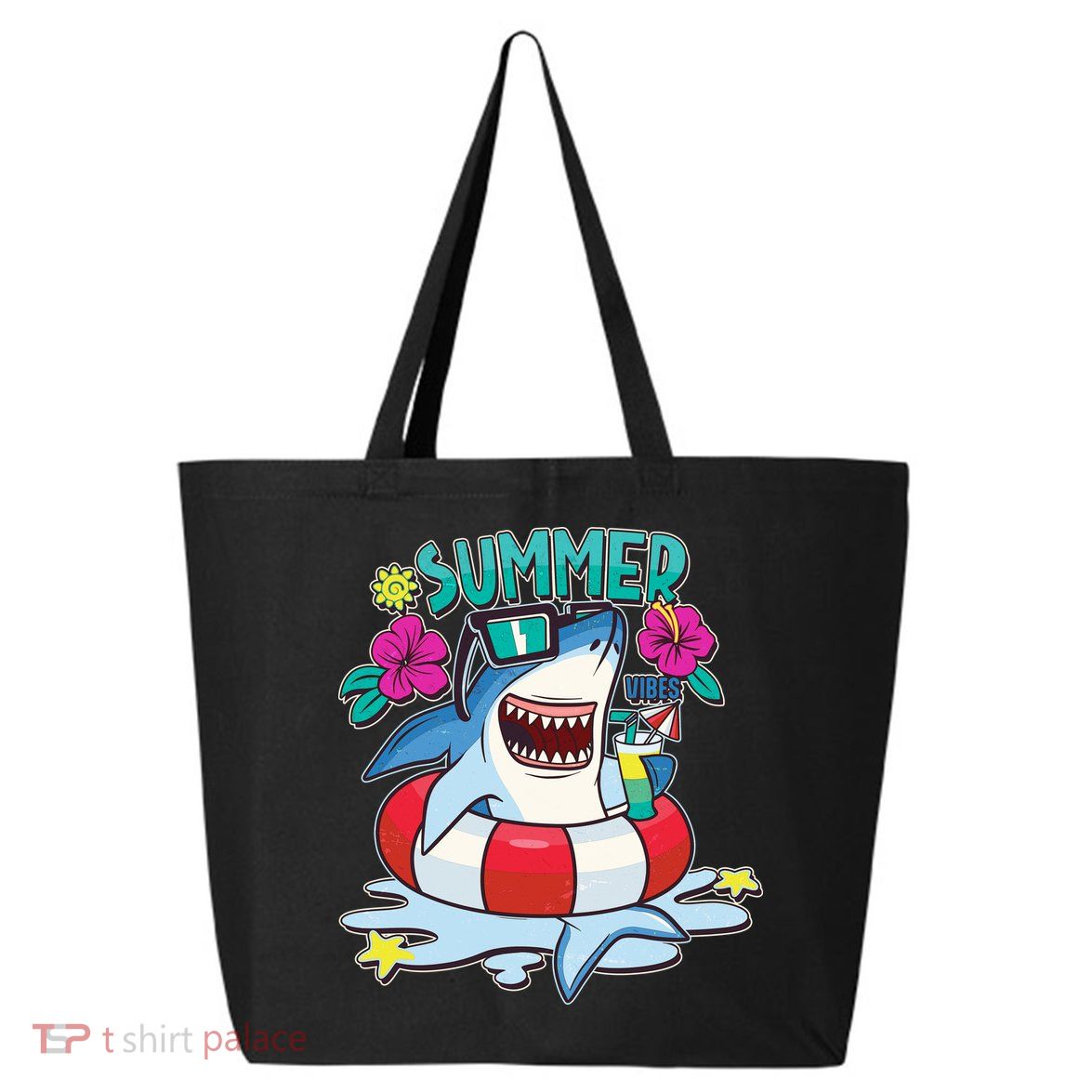Funny Summer Vibe Vacation Shark 25L Jumbo Tote
