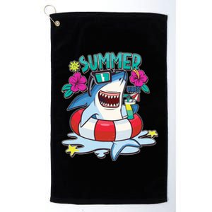 Funny Summer Vibe Vacation Shark Platinum Collection Golf Towel