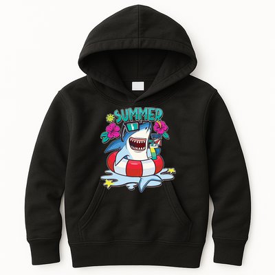 Funny Summer Vibe Vacation Shark Kids Hoodie