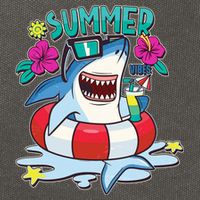 Funny Summer Vibe Vacation Shark Cotton Canvas Backpack