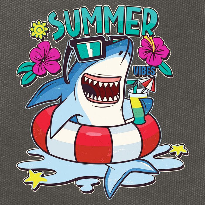 Funny Summer Vibe Vacation Shark Cotton Canvas Backpack