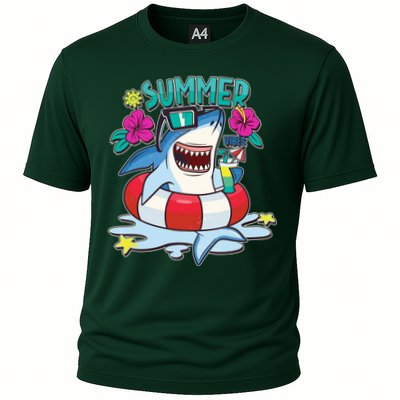 Funny Summer Vibe Vacation Shark Performance Shirt