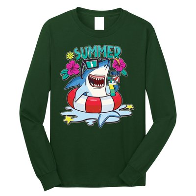 Funny Summer Vibe Vacation Shark Long Sleeve Shirt