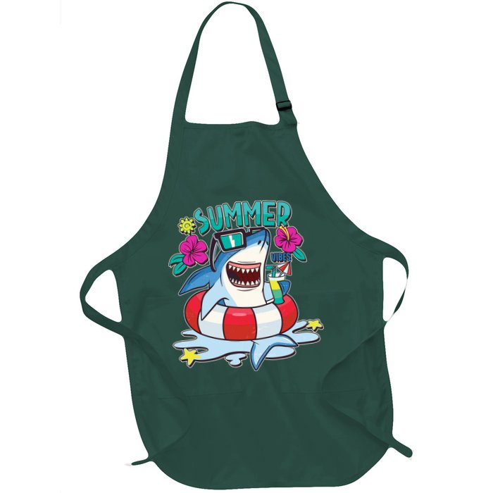 Funny Summer Vibe Vacation Shark Apron